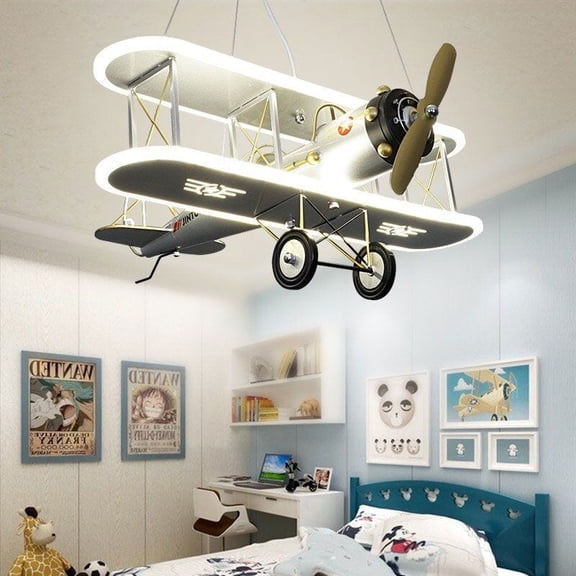 WWI Biplane Ceiling LED Light Display, 26" Wingspan, Wingtip Lights, Easy to Install
