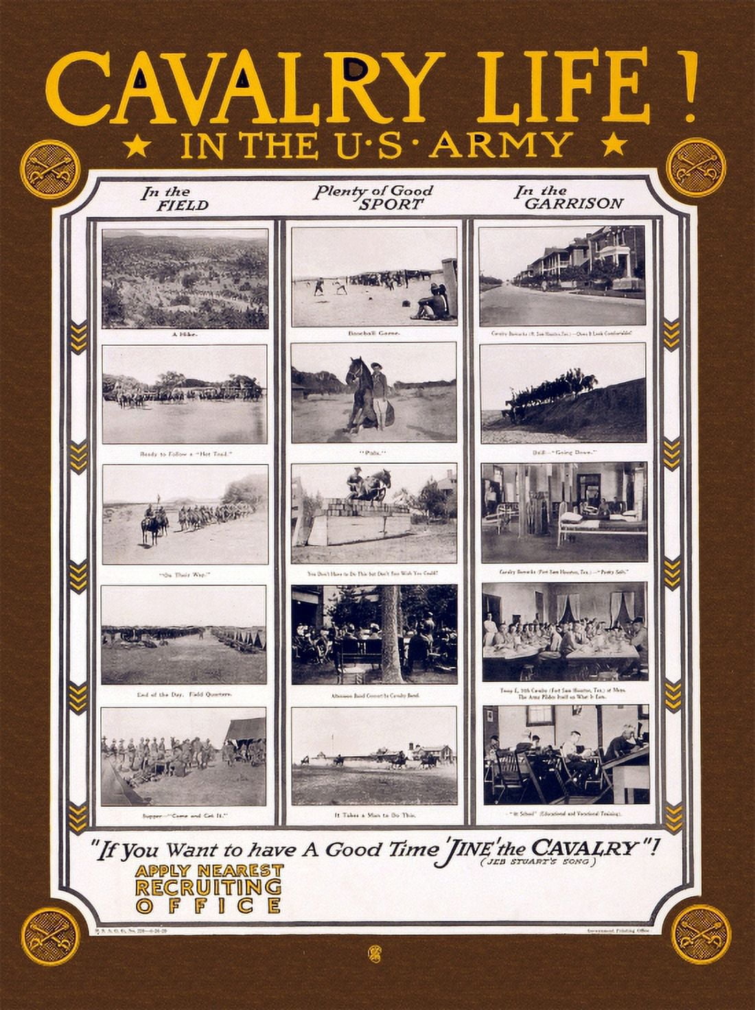 WWI Cavalry Life In The US Army If You Want To Have A Good Time jine Canvas Art - (18 x 24)
