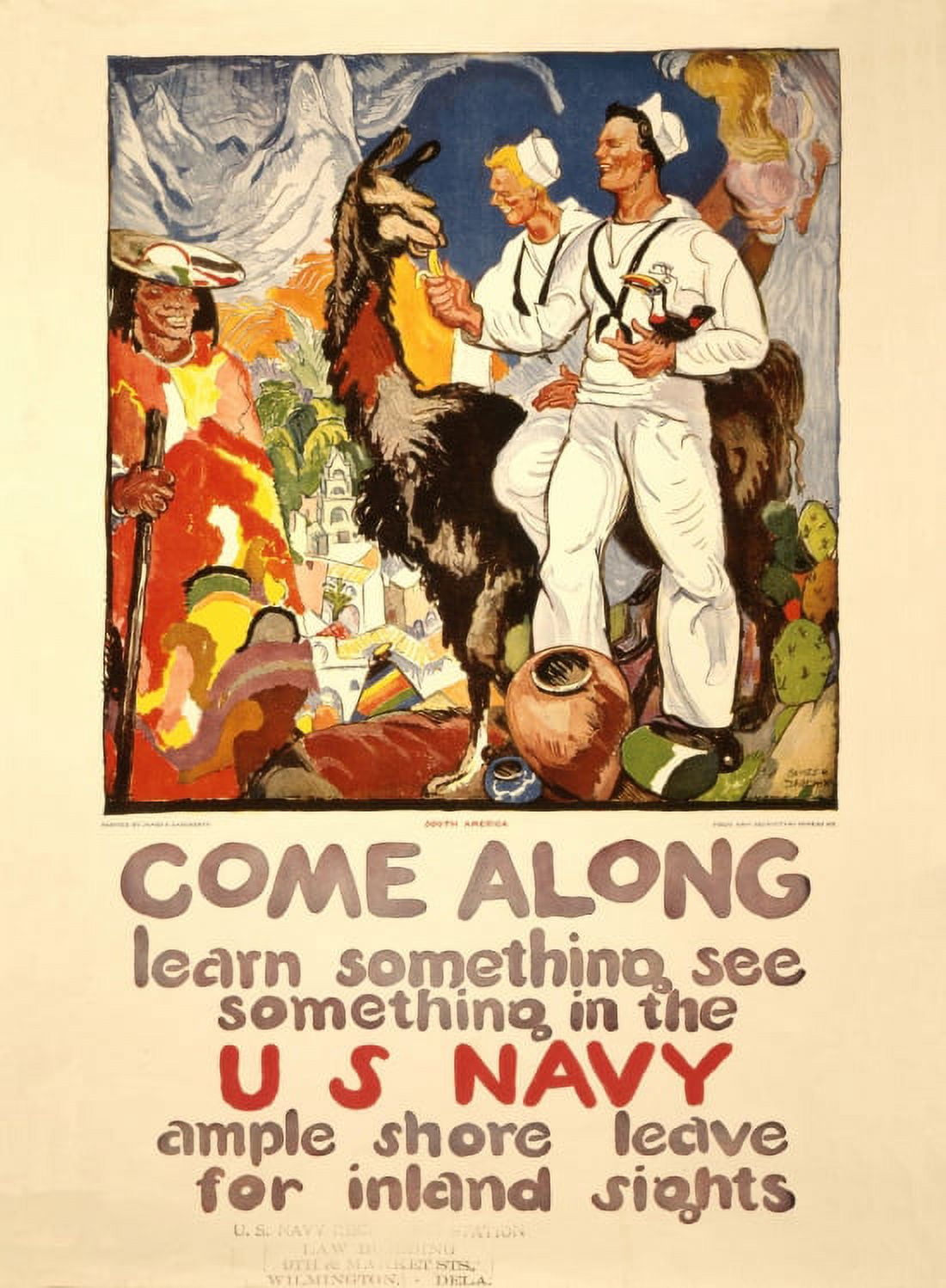 WWI Come Along Learn Something See Something In The US Navy Ample Shor Canvas Art - (24 x 36)