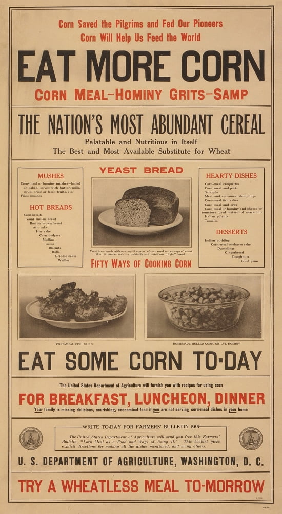 WWI Corn Saved The Pilgrims And Fed Our Pioneers Corn Will Help Us Feed T Canvas Art - (18 x 24)