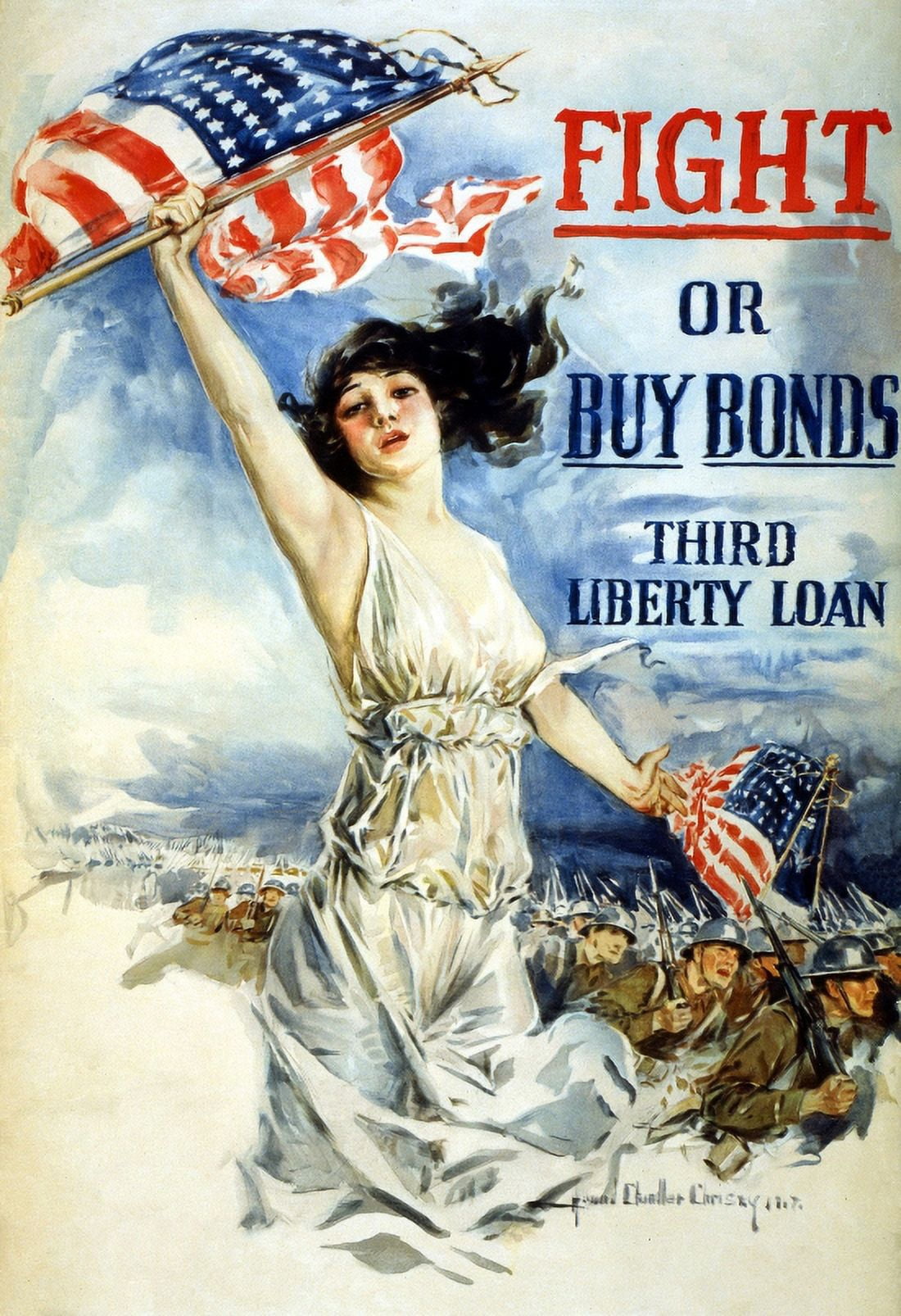 WWI Fight Or Buy Bonds Third Liberty Loan Howard Chandler Christy 1917 Canvas Art - (18 x 24)