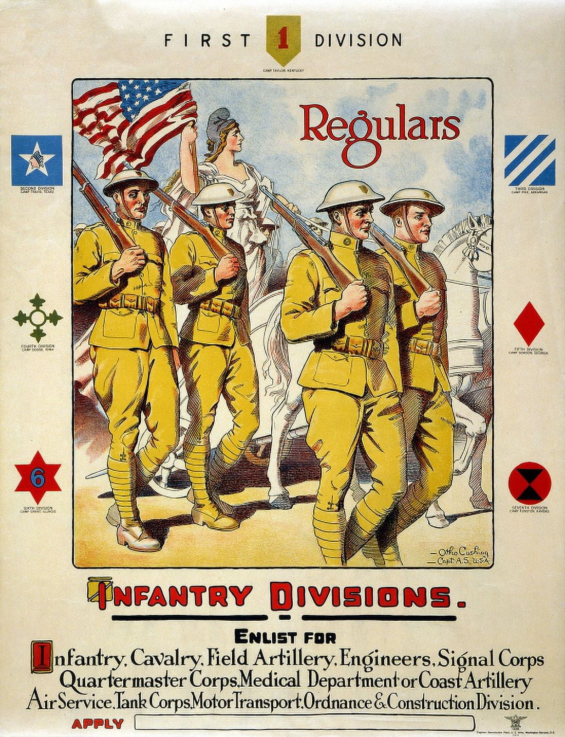 WWI First Division Regulars Infantry Divisions Enlist For Infantry Cava Canvas Art - (36 x 54)