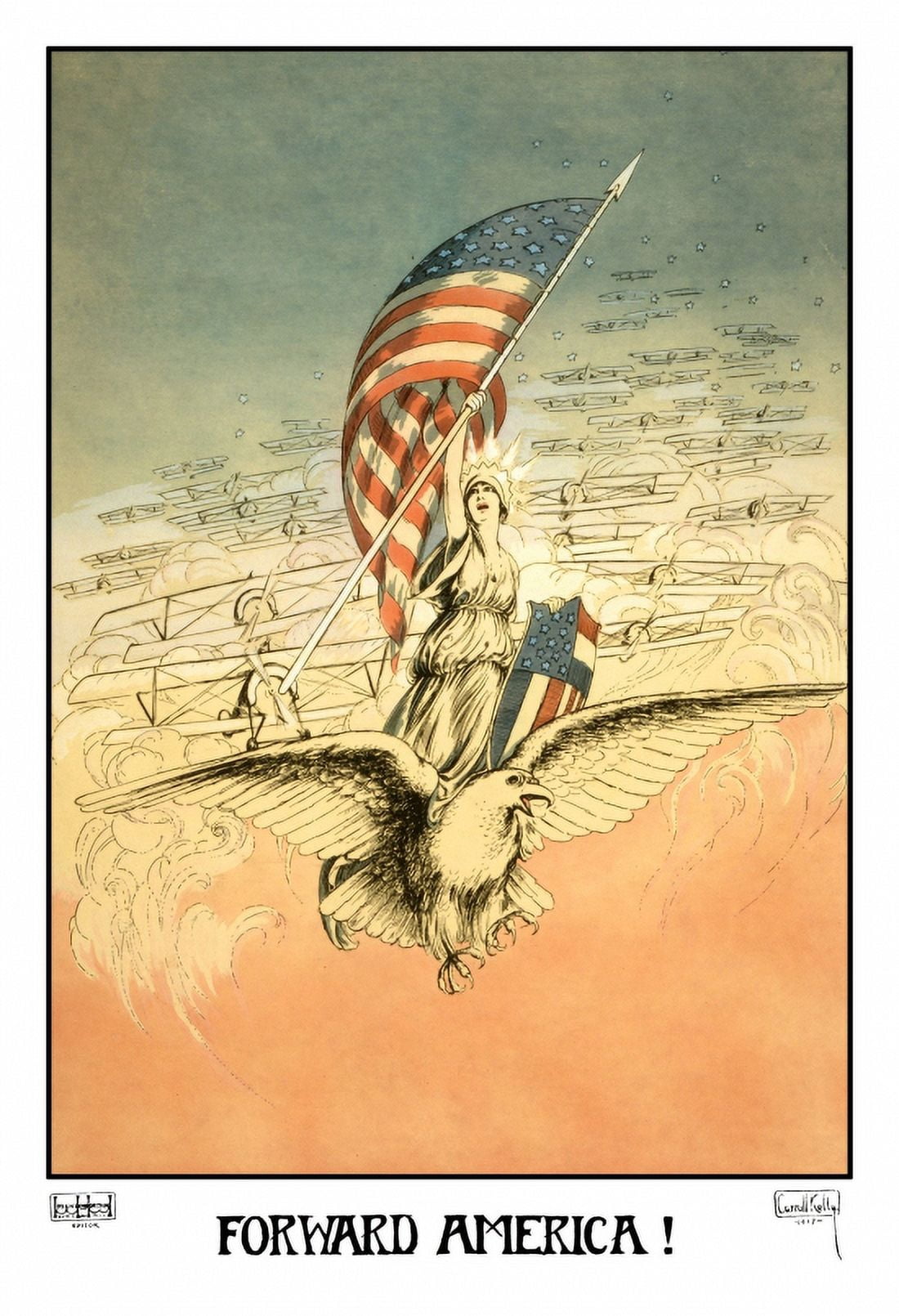 WWI Forward America Carroll Kelly 1917 Wright Henry Worth Inc Canvas Art - (24 x 36)