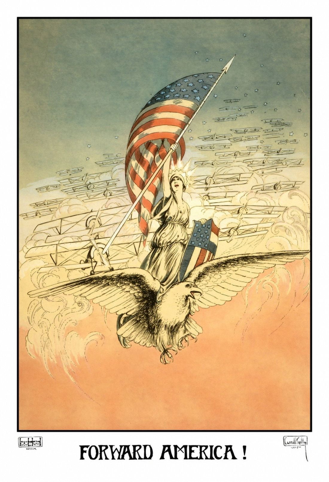 WWI Forward America Carroll Kelly 1917 Wright Henry Worth Inc Canvas Art - (36 x 54)