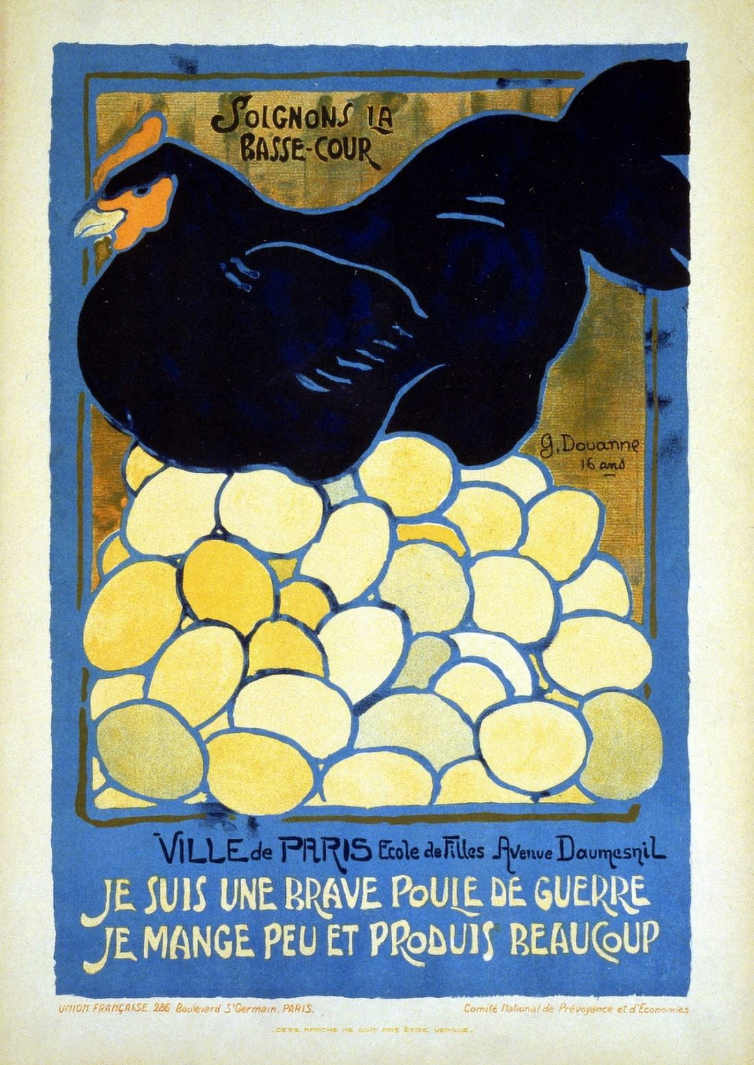 WWI France Lets Take Care Of The Poultry I Am A Fine War Hen I Eat Lit Canvas Art - (18 x 24)