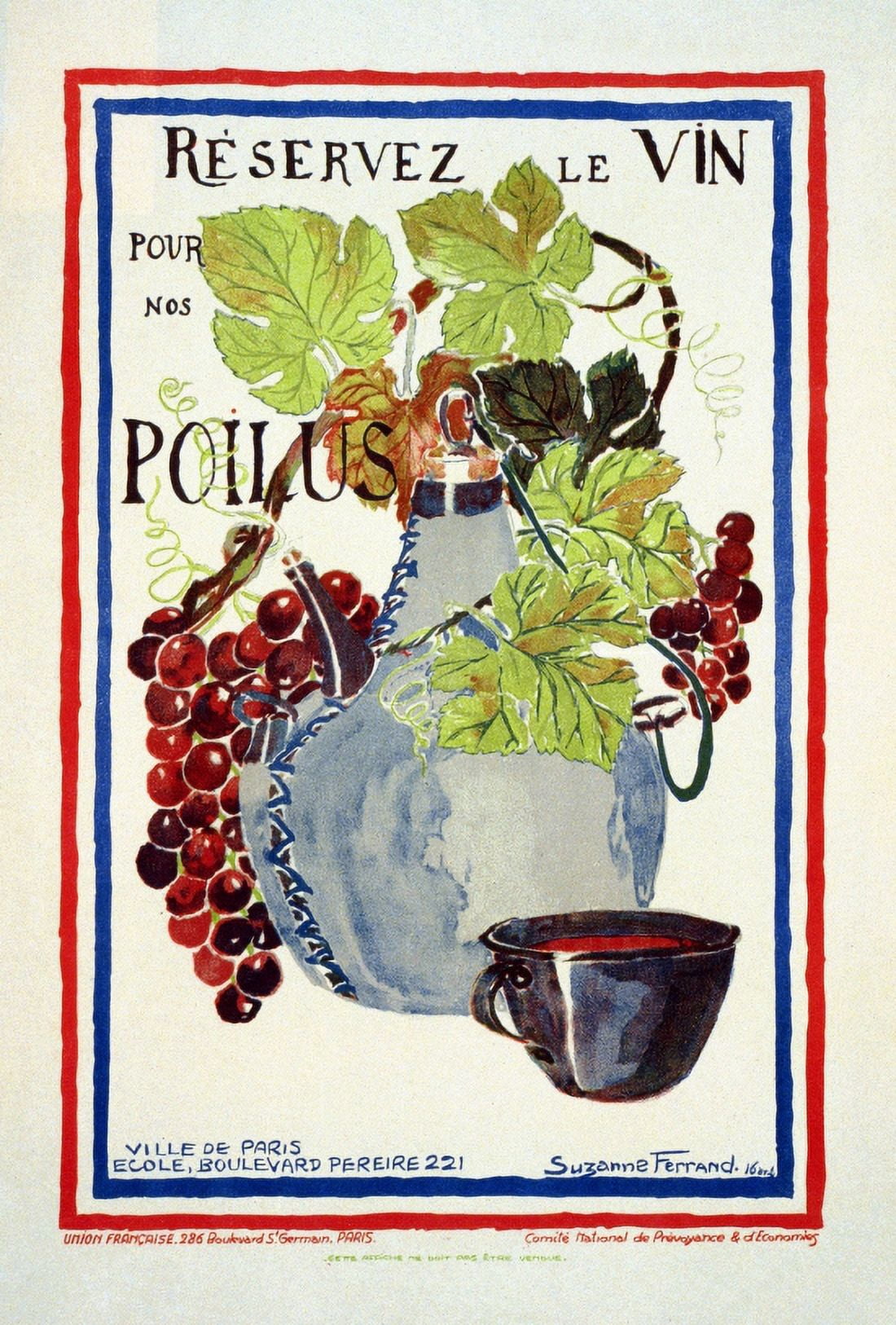 WWI France Save Wine For Our Soldiers Canvas Art - (18 x 24)