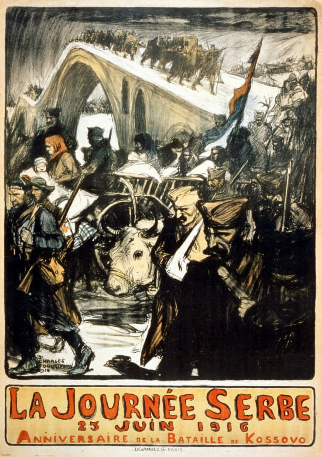 WWI France Serbia Day June 25 1916 Anniversary Of The Battle Of Kossovo Canvas Art - (18 x 24)
