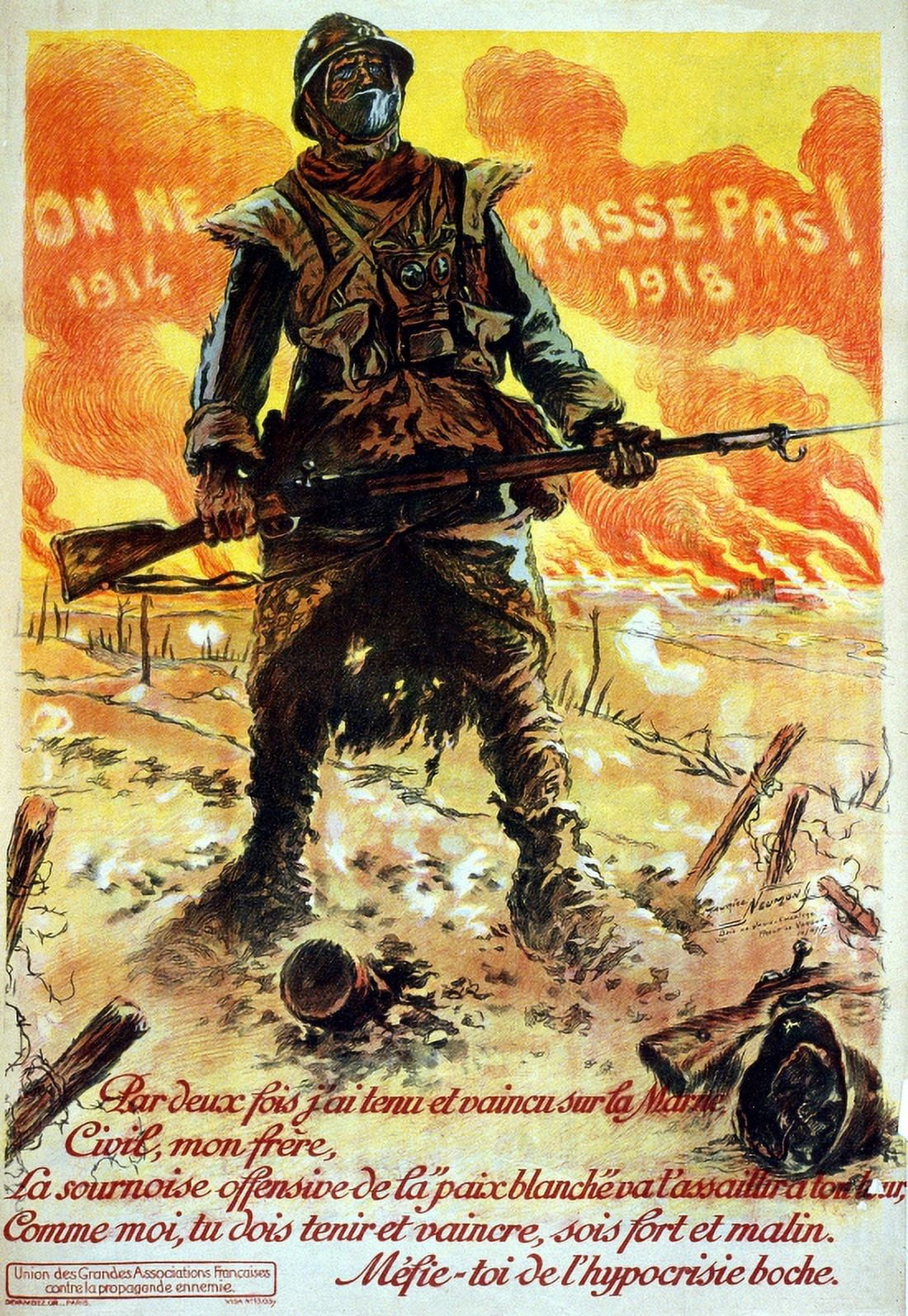 WWI France They Shall Not Pass 1914 1918 Twice Have I Resisted An Canvas Art - (24 x 36)