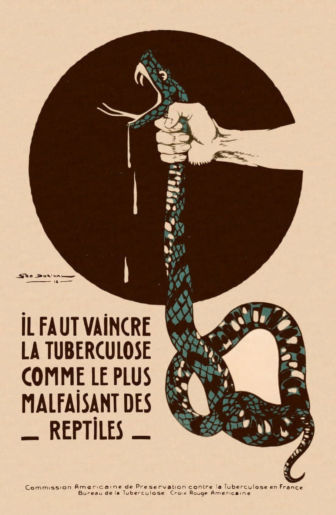 WWI France We Must Conquer Tuberculosis Like The Most Wretched Of Reptile Canvas Art - (18 x 24)