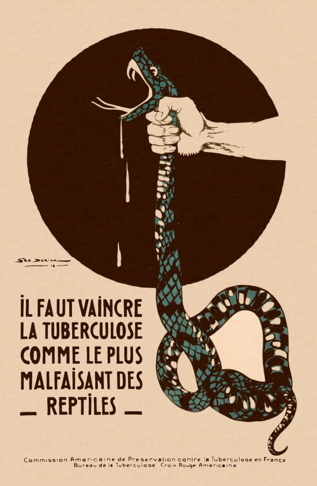WWI France We Must Conquer Tuberculosis Like The Most Wretched Of Reptile Canvas Art - (24 x 36)