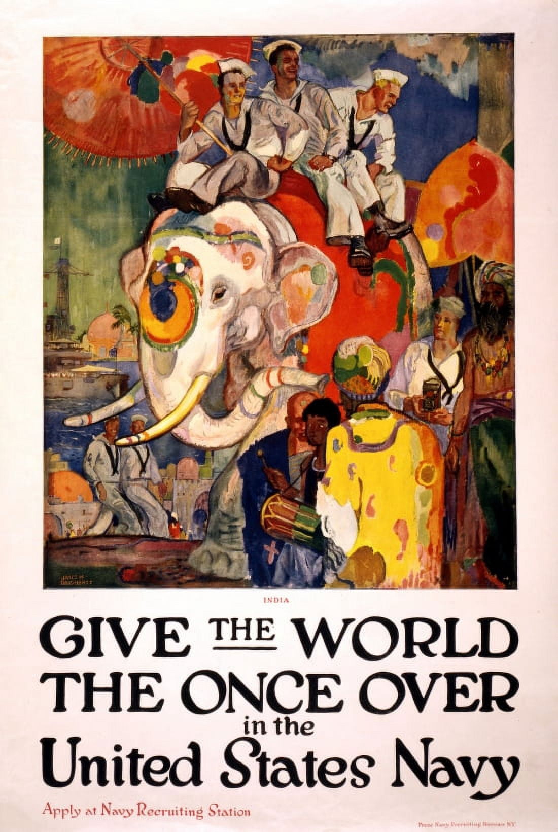 WWI Give The World The Once Over In The United States Navy Apply At Navy Canvas Art - (24 x 36)