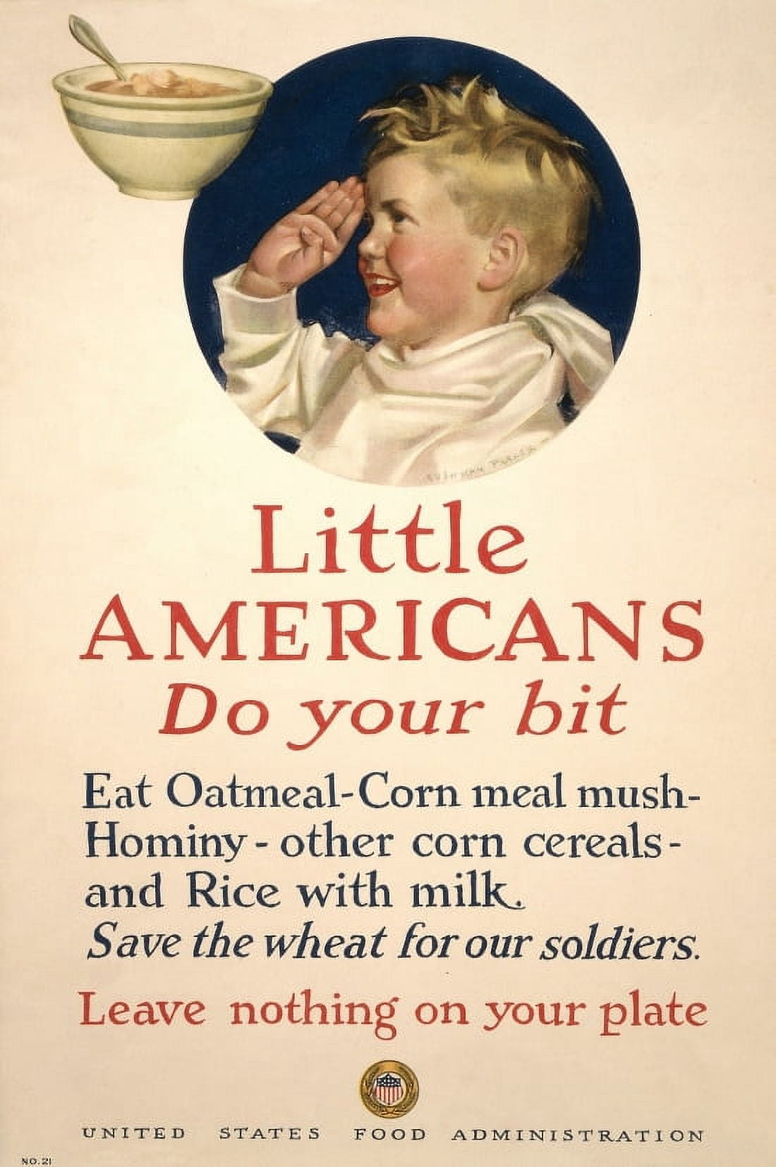 WWI Little Americans Do Your Bit Eat Oatmeal Corn Meal Mush [] Save Canvas Art - (24 x 36)