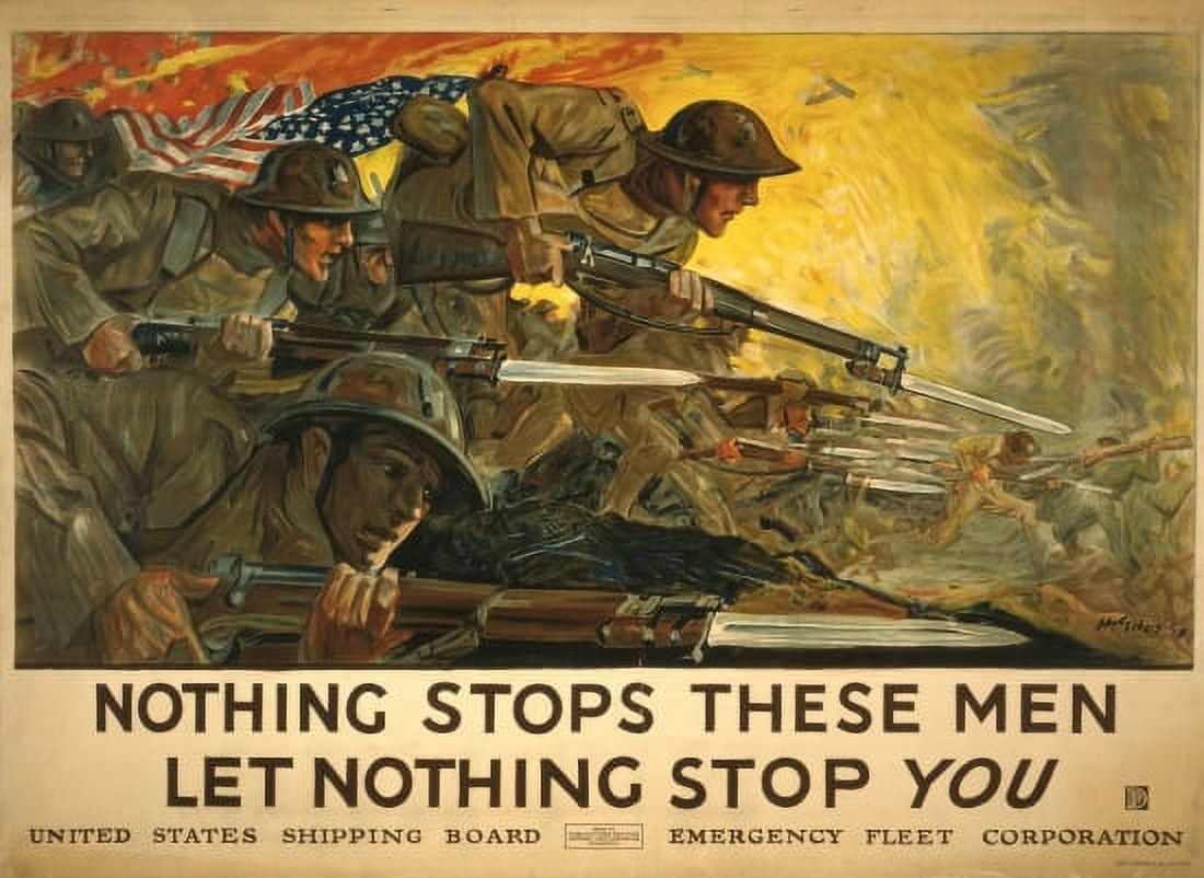WWI Nothing Stops These Men Let Nothing Stop You H Giles 18 John H Canvas Art - (18 x 24)