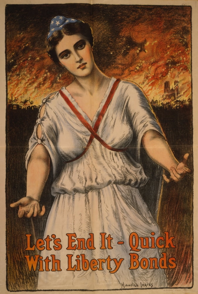WWI Poster 1917 Lets end it quick with Liberty Bonds Canvas Art - Maurice Ingres (18 x 24)
