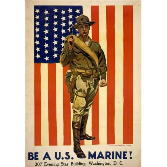 WWI Poster 1918 Be a U.S. Marine! Poster Print by James Montgomery Flagg