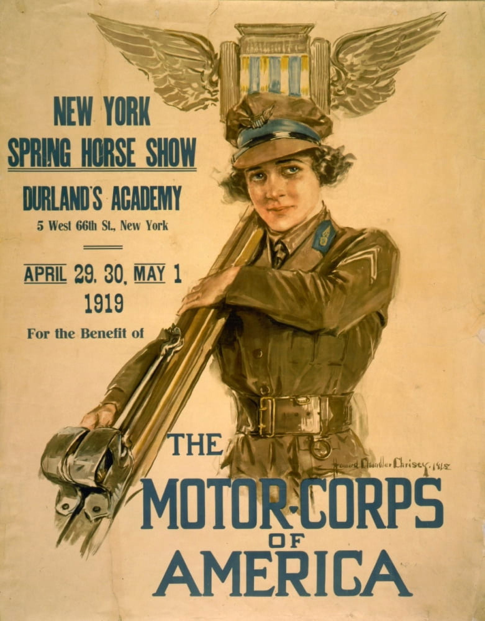 WWI Poster 1918 Motor-corps of America Canvas Art - Howard Chandler Christy (18 x 24)