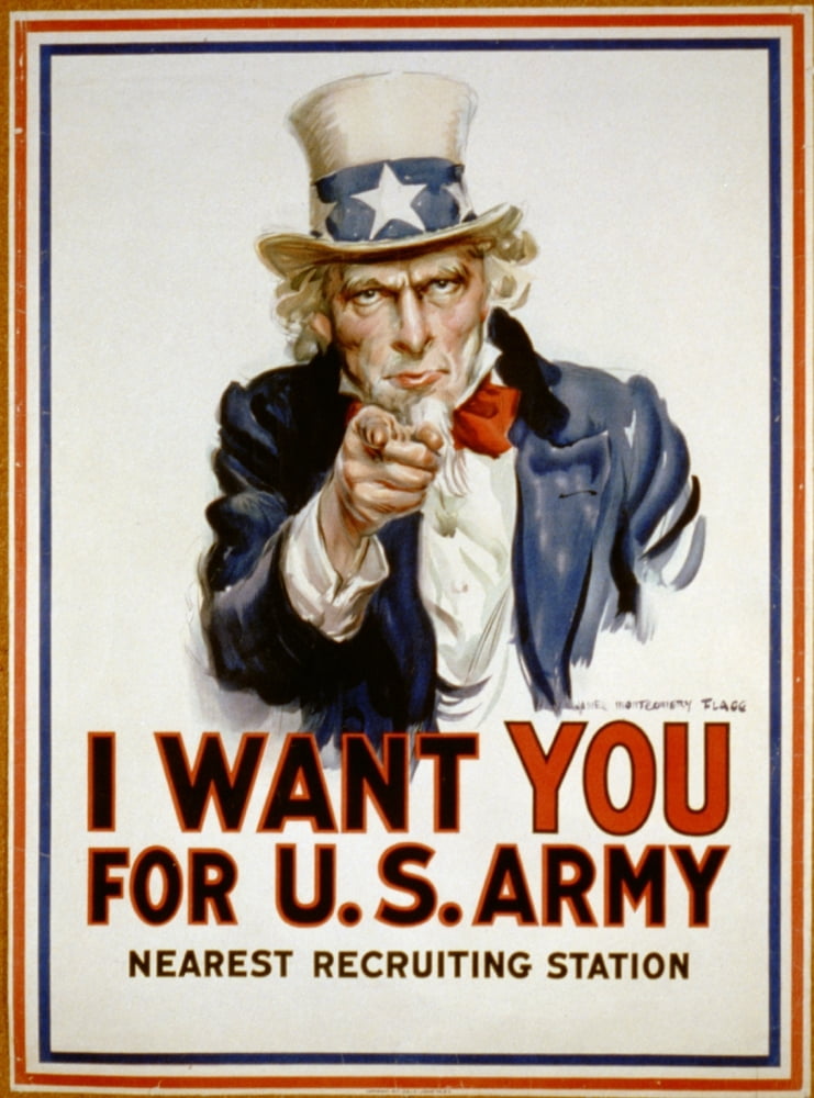 WWI Poster c1917 I want you for the US Army Canvas Art - James Montgomery Flagg (18 x 24)