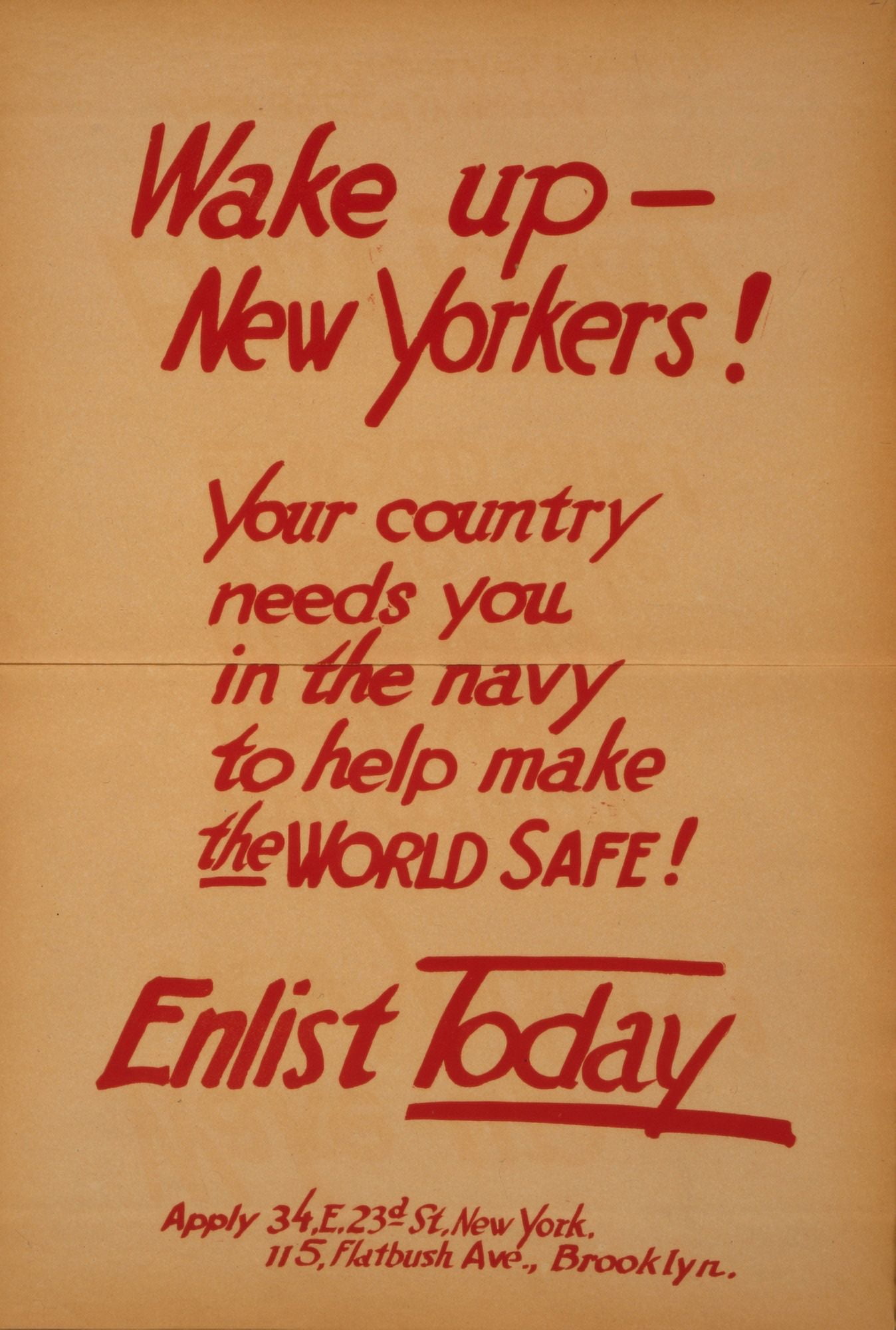 WWI Recruitment Poster 1914 Wake up New Yorkers Canvas Art - Unknown (24 x 36)