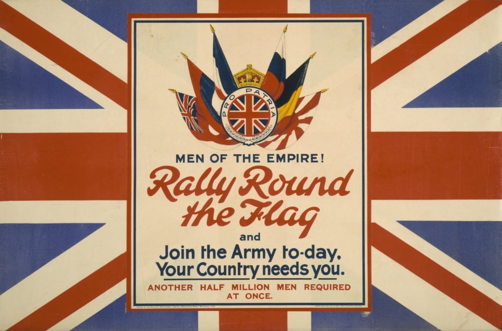 WWI Recruitment Poster 1915 Rally round the flag Canvas Art - Unknown (24 x 36)