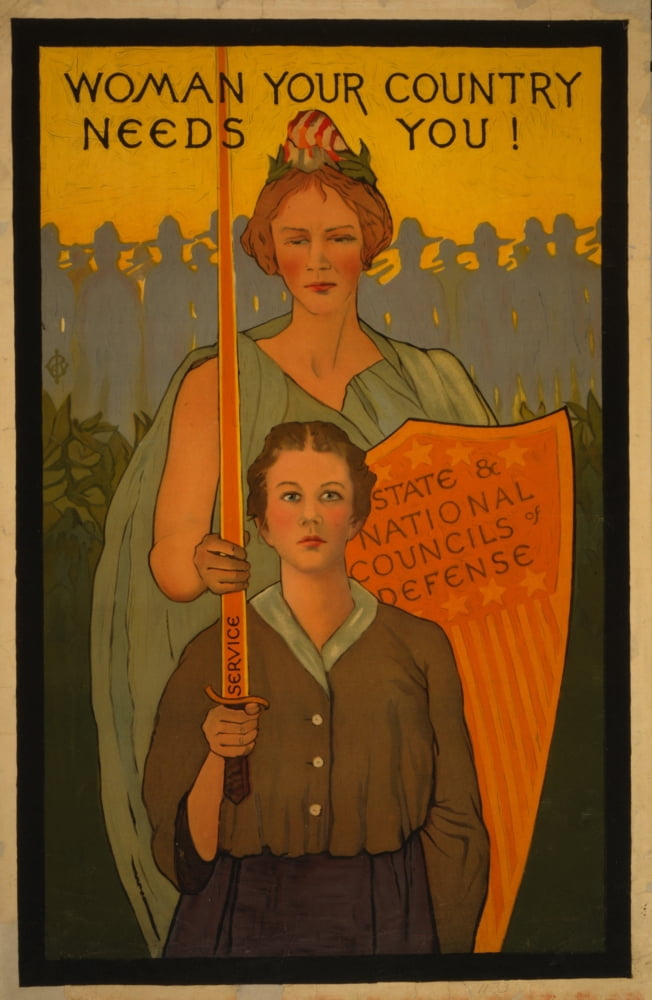 WWI Recruitment Poster 1917 Woman Your Country Needs You Canvas Art - Unknown (24 x 36)