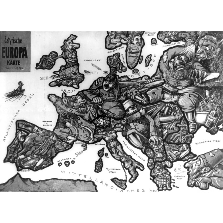 Black And White Map Of Europe 1914