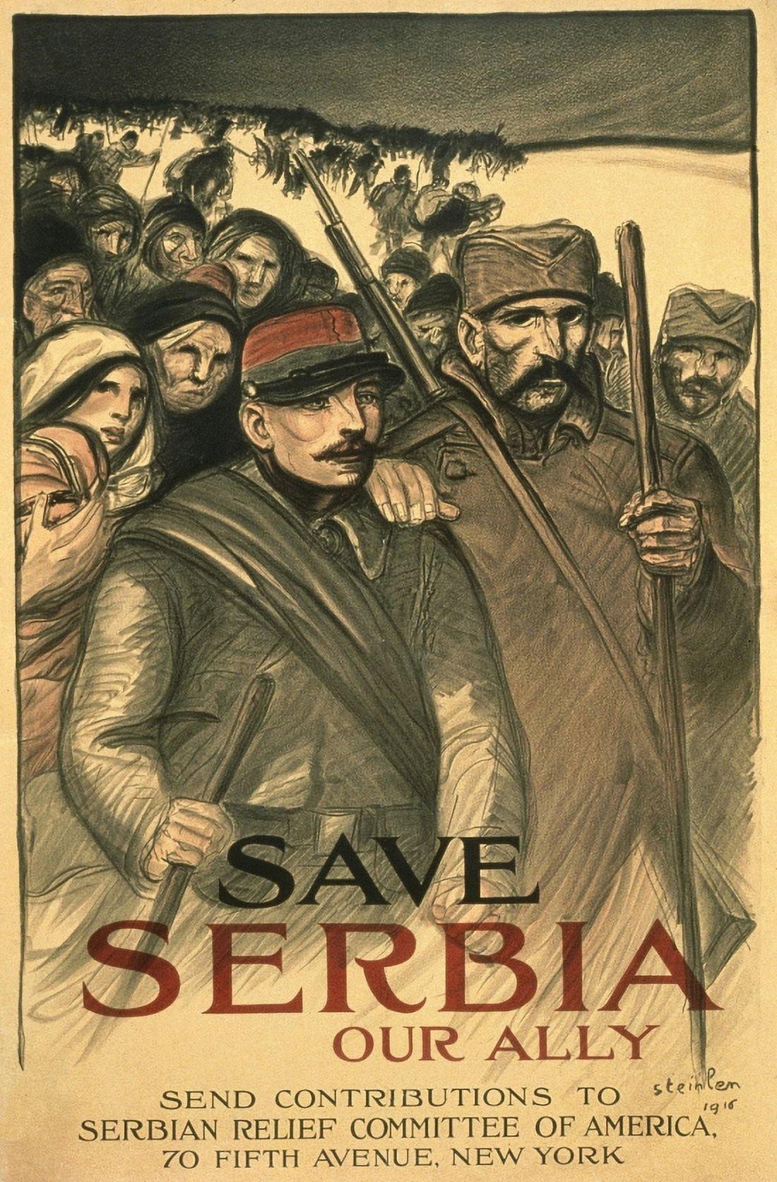 WWI Save Serbia Our Ally Send Contributions To Serbian Relief Committee Canvas Art - (18 x 24)