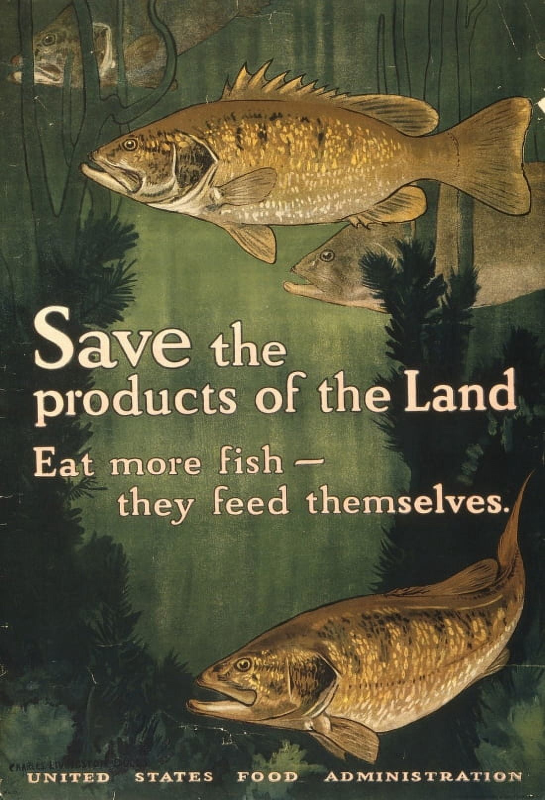 WWI Save The Products Of The Land Eat More Fish They Feed Themselves Unit Canvas Art -  (24 x 36)