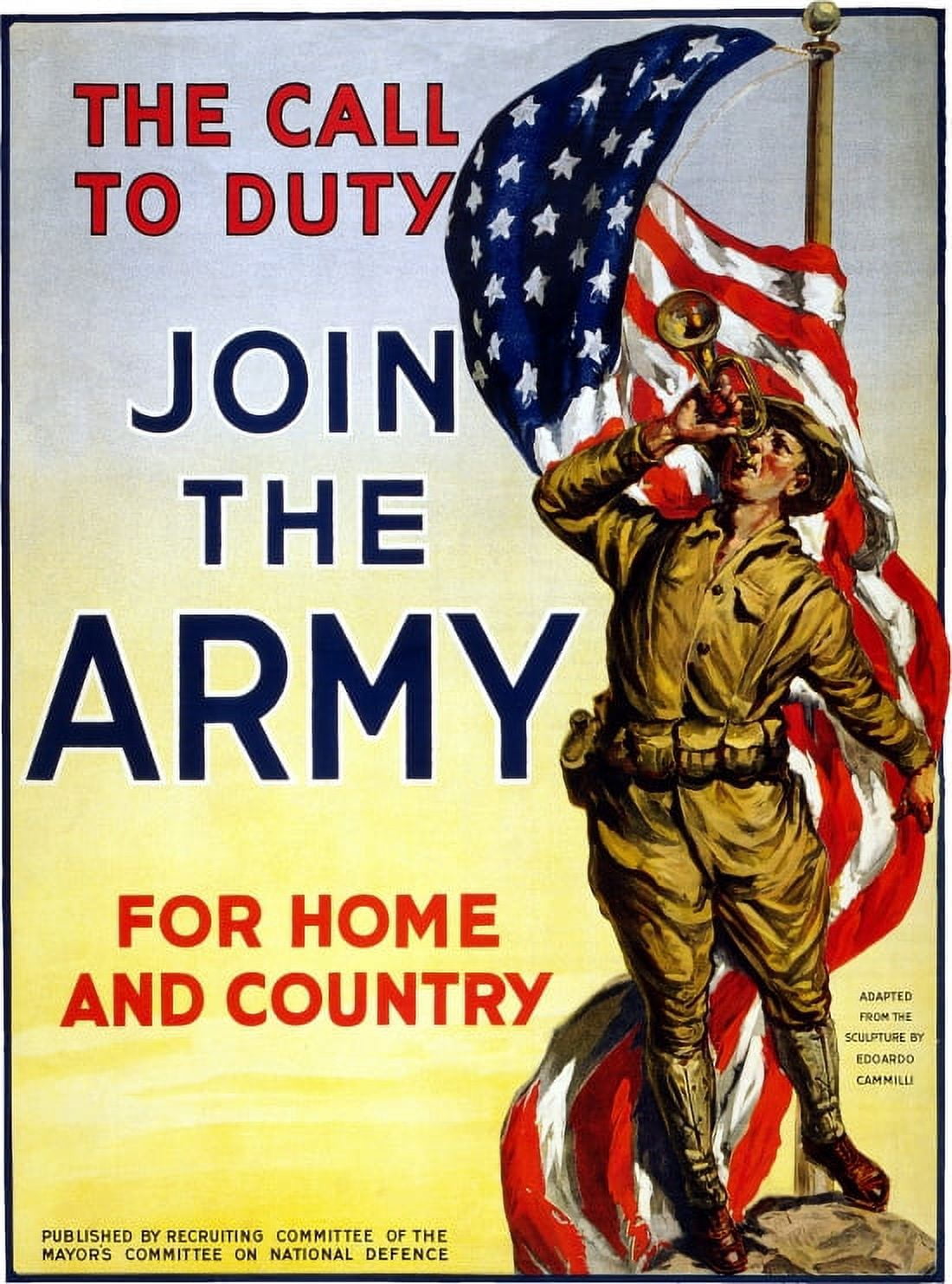 WWI The Call To Duty Join The Army For Home And Country Canvas Art - (24 x 36)