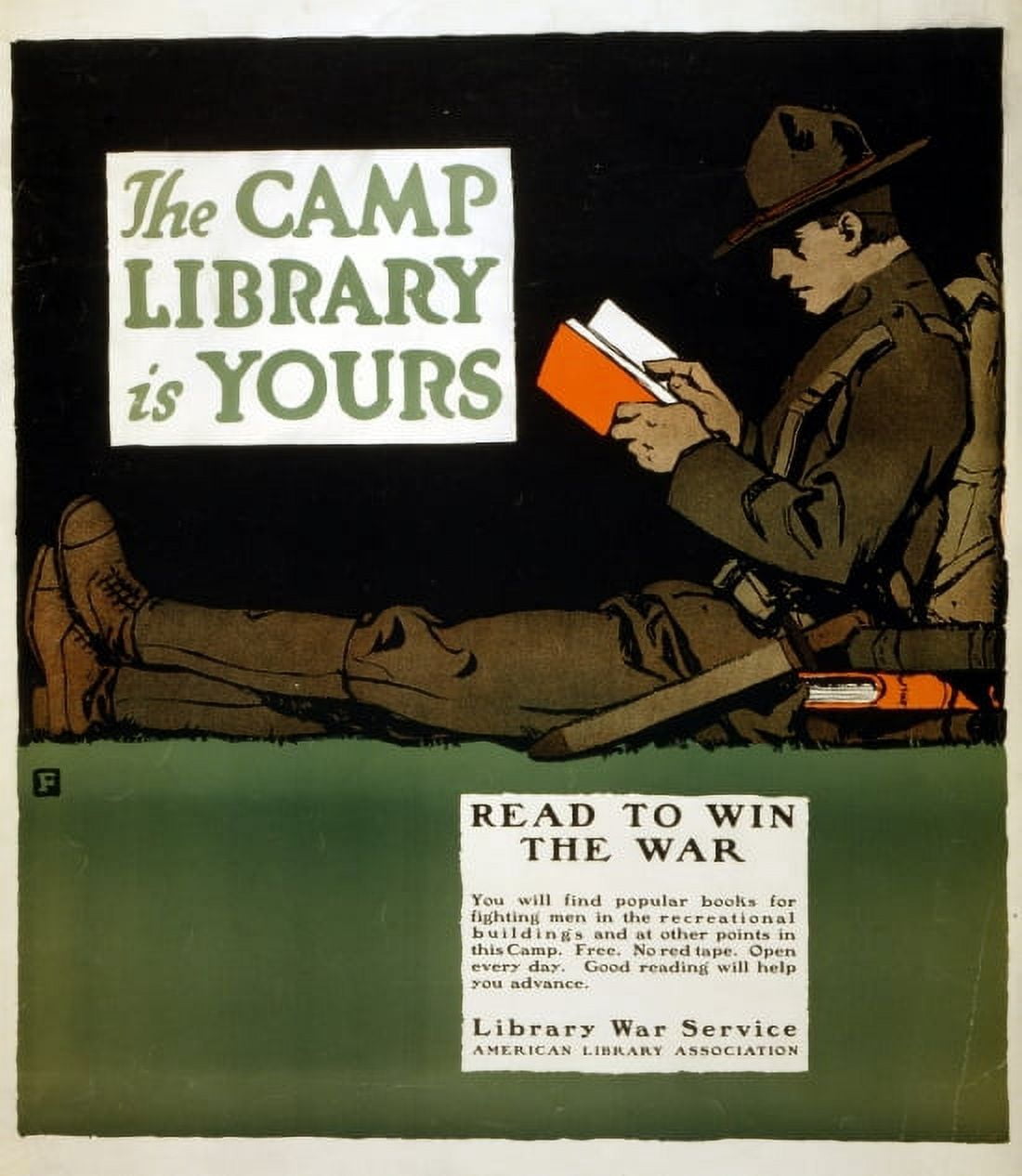 WWI The Camp Library Is Yours Read To Win The War F Canvas Art - (24 x 36)