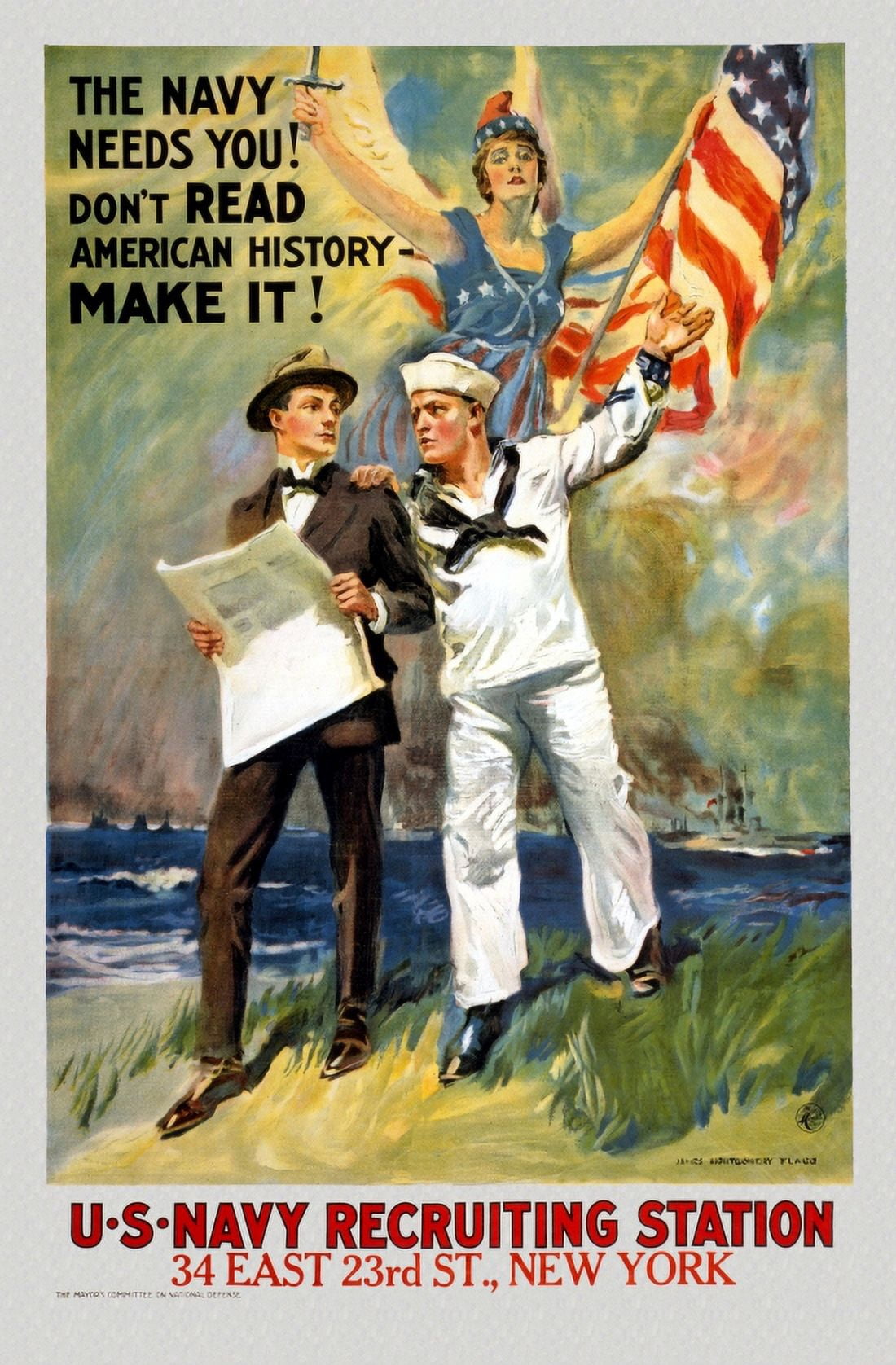 WWI The Navy Needs You Dont Read American History Make It James Mont Canvas Art - (18 x 24)