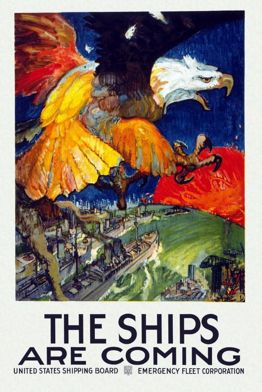 WWI The Ships Are Coming United States Shipping Board Emergency Fleet Co Canvas Art - (36 x 54)
