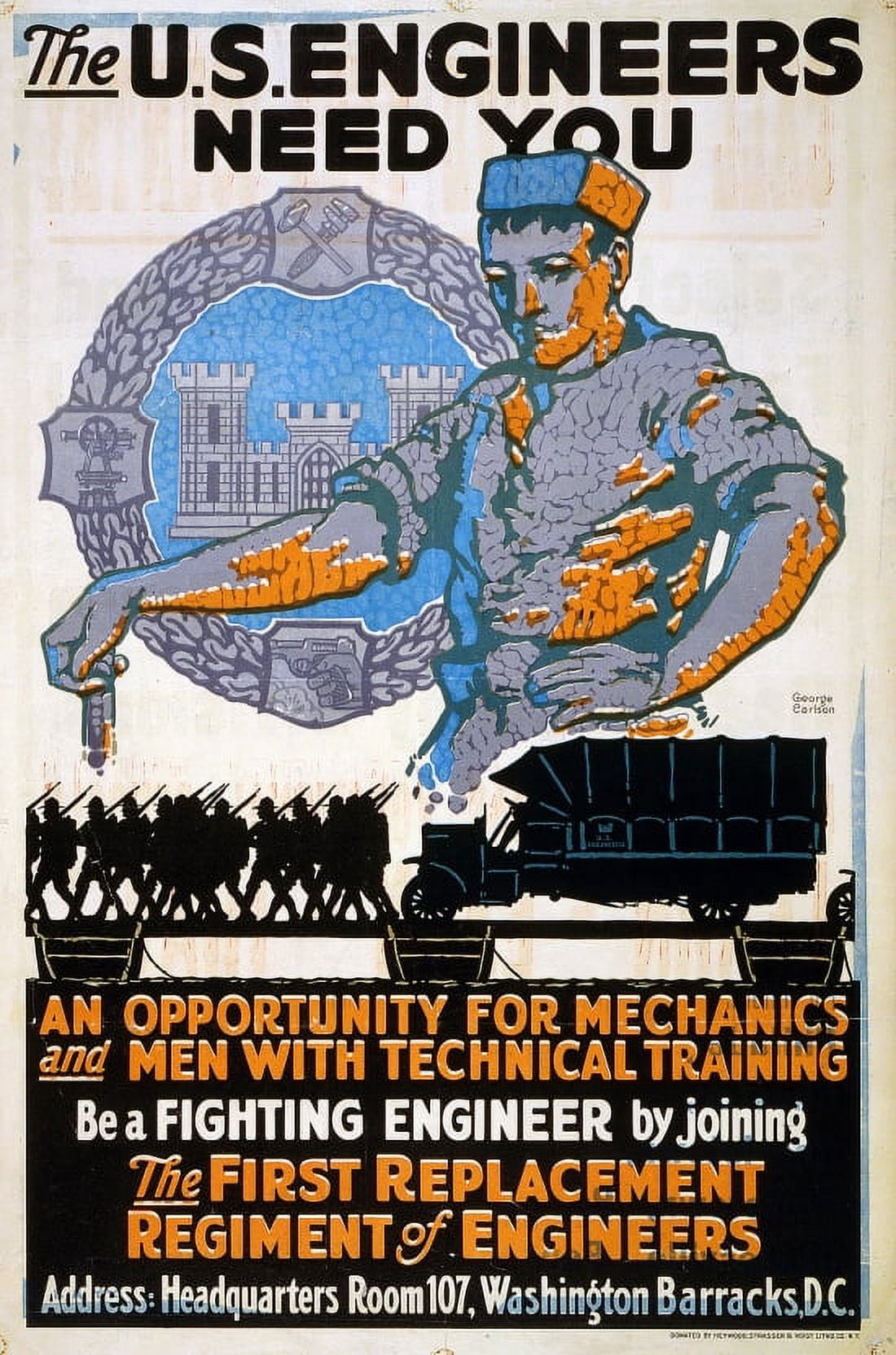 WWI The US Engineers Need You George Carlson Canvas Art - (24 x 36)
