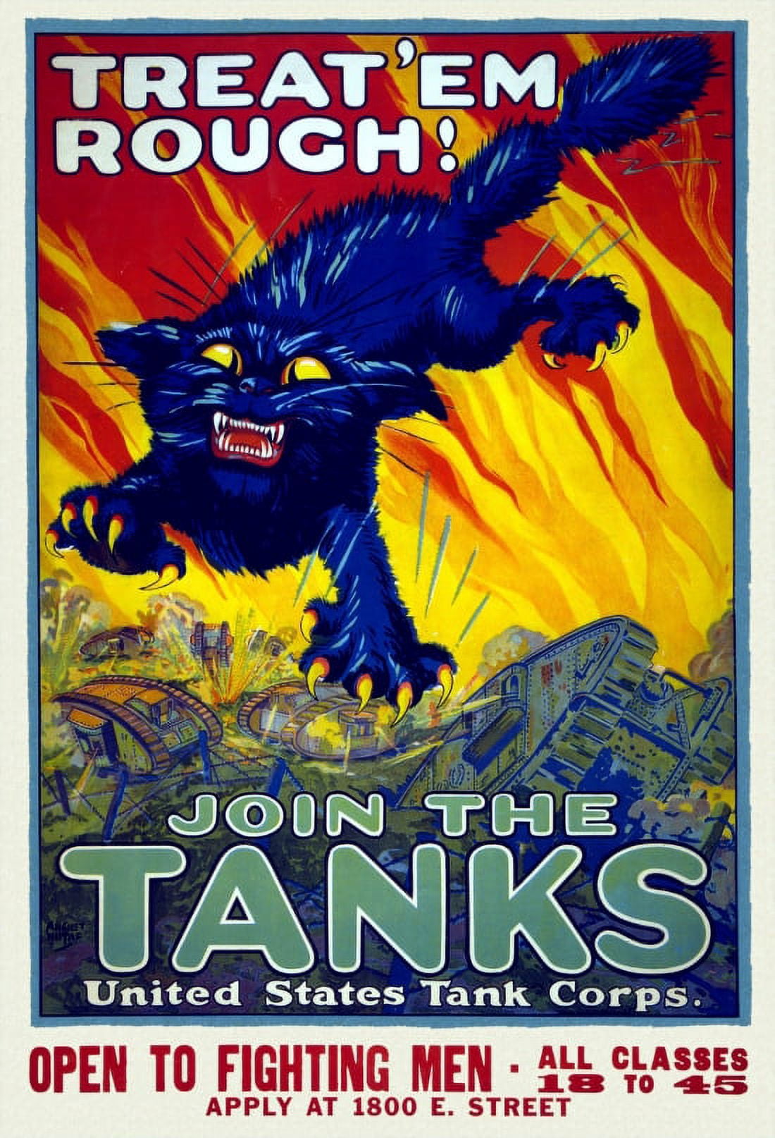 WWI Treat em Rough Join The Tanks United States Tank Corps   Ahgiet Hu Canvas Art -  (24 x 36)