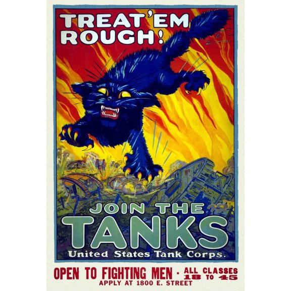 WWI Treat em Rough Join The Tanks United States Tank Corps Ahgiet Hu Canvas Art - (24 x 36)