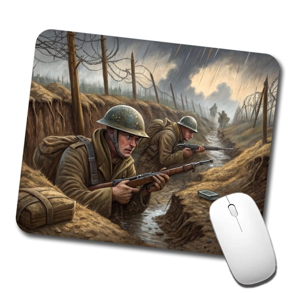 WWI Trench Warfare Allies Western Front Mouse Pad Low Profile Gaming Mat
