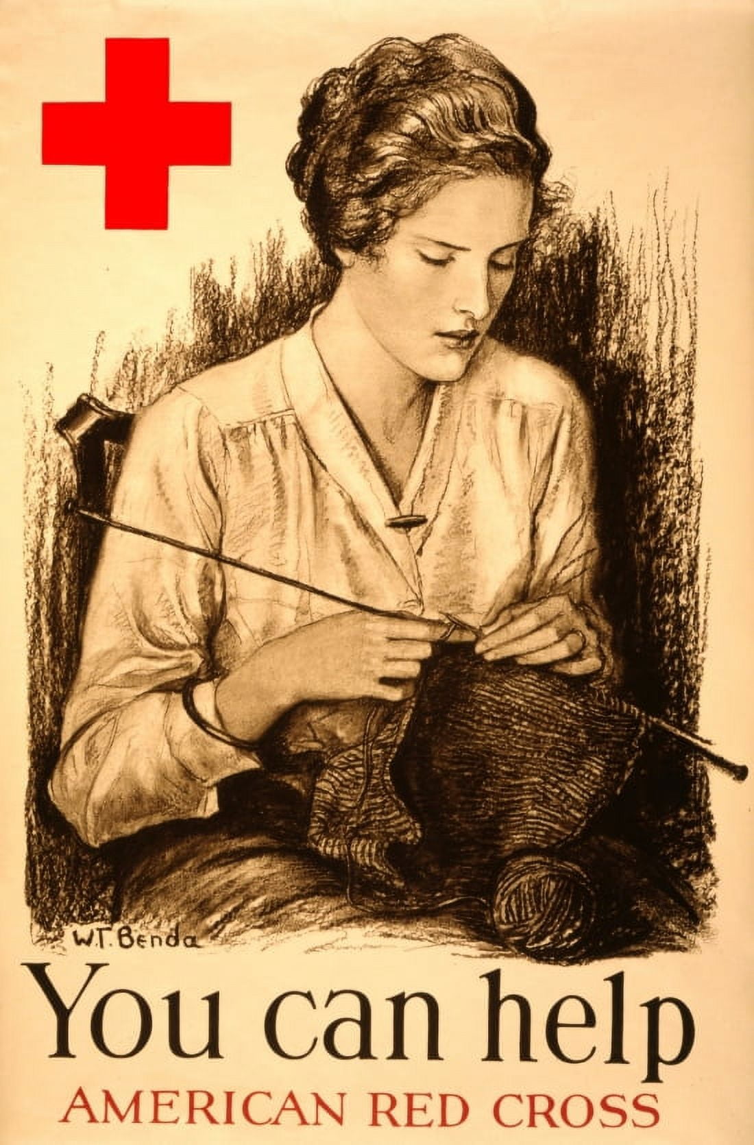 WWI You Can Help American Red Cross  W T Benda Canvas Art -  (24 x 36)