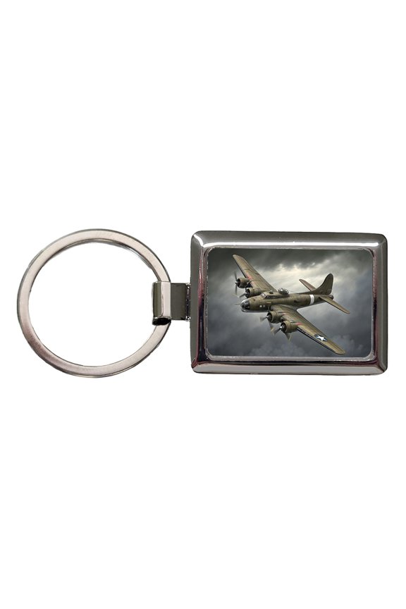 WWII B-17 Flying Fortress Heavy Bomber US Air Force Metal Rectangle Keychain