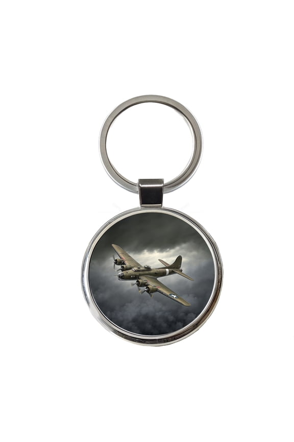 WWII B-17 Flying Fortress Heavy Bomber US Air Force Metal Round Keychain