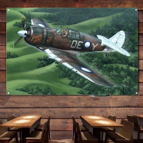 WWII Boomerang Fighter Poster Wall Flag - Air Force Attack Aircraft Canvas Print Painting - Military Aviation Wall Art Decor Banner - Best Gift For Army Fans 38" x 57"