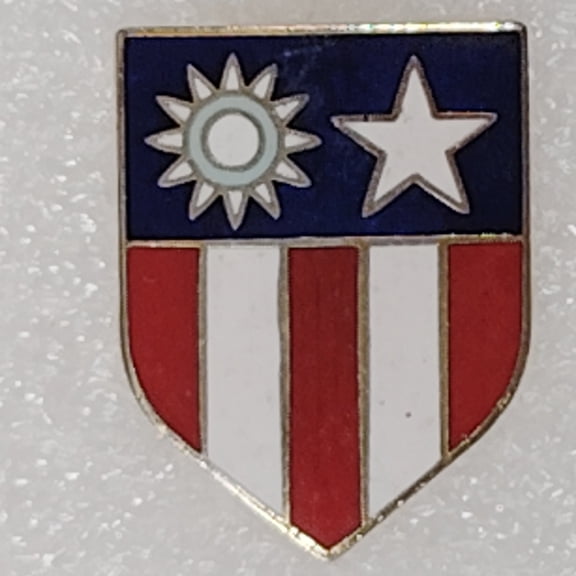WWII China-Burma-India Theater Shield Novelty Hat/Lapel/Brooch Pin, Enamel Metal, Butterfly Clutches