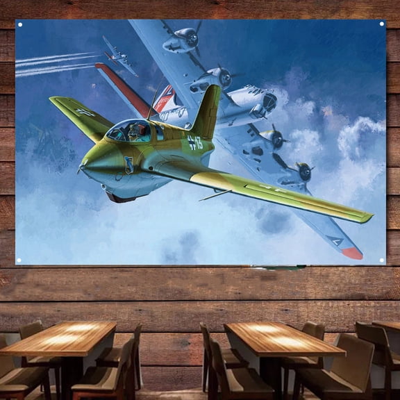 WWII German Me 163B Komet bomber Fighter Banner Wall Flag - Air Force Attack Aircraft Canvas Print - Military Aviation Wall Art Decor - Ideal Gift For Army Fans 38" x 57"