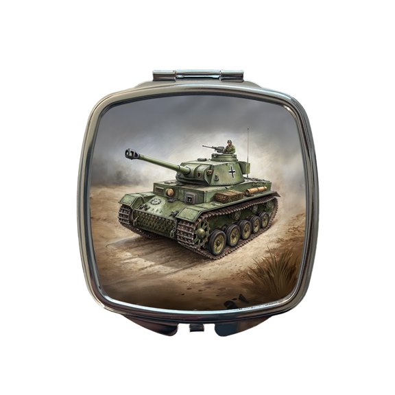 WWII German Panzer IV Tank Travel Makeup Handbag Purse Small Pocket Compact Mirror