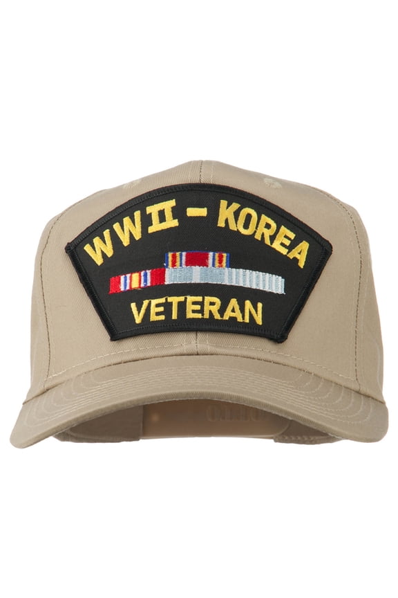 WWII Korean Veteran Patched Cotton Twill Cap - Khaki OSFM