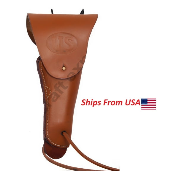 WWII Leather Utility Colt .45 M1911 Hip Holster Embossed US - Reproduction (TAN)