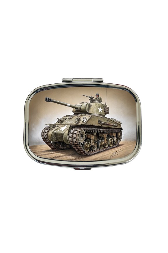 WWII M4 Sherman US Medium Tank Small Travel Handbag Pill Box Case