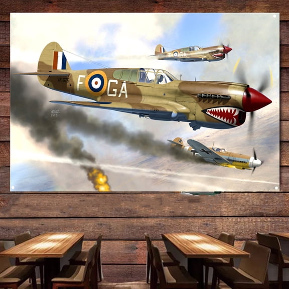 WWII Mk.I RAF Attack Aircraft Posters Wall Banner 38" x 57" Air Force Jet Fighter Canvas Painting HD Print Hang Flag Aviation Military Wall Art Pictures for Living Room Home Decoration