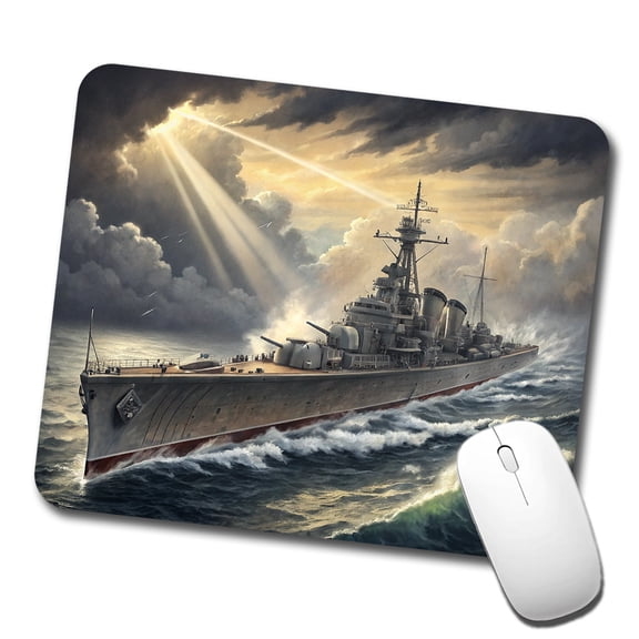 WWII Navy Destroyer After Storm Mouse Pad Low Profile Gaming Mat