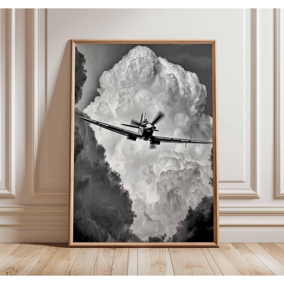 WWII Spitfire Airplane Print Aviation Wall Art Pilot Gift