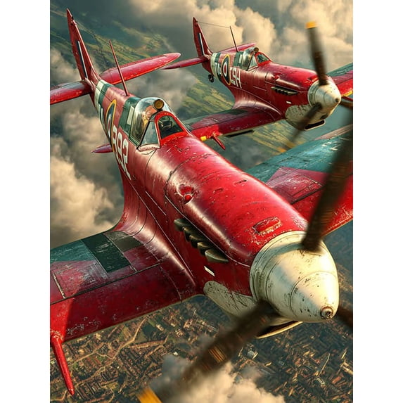 WWII Spitfire Fighter Aircraft Canvas Print, Battle of Britain Vintage Military Home Wall Decor Art