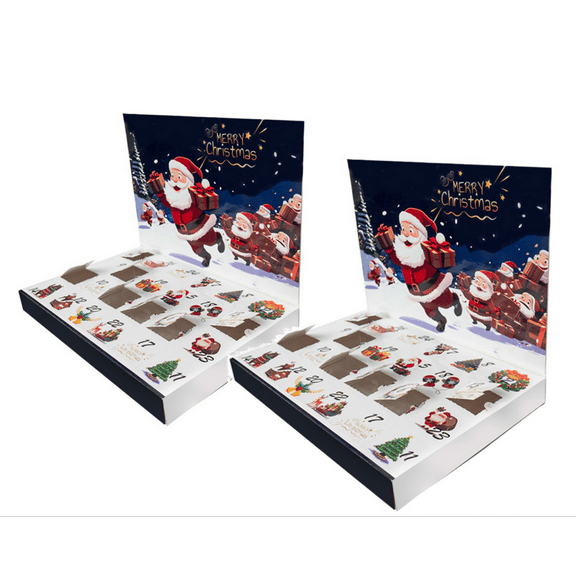 2025 Christmas Advent Calendar Snowflake Countdown Empty Box with 24 Drawers Eco - Friendly Cardboard Xmas Decoration Storage Box 2PC